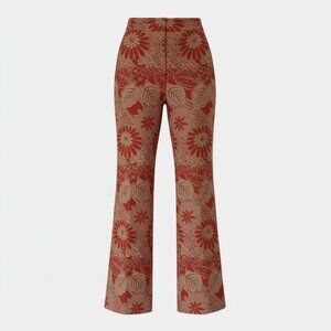 RARE! Escada Coral Linen Pants Floral Pattern Size 34 Maximalist 70s Retro